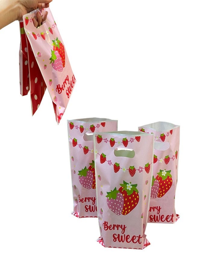 LYK 30pcs Strawberry Treat Bags - Fruit Themed Party Favor Gift Bags - Red Strawberry Pattern - Birthday & Bridal Shower Occasion - Image 1